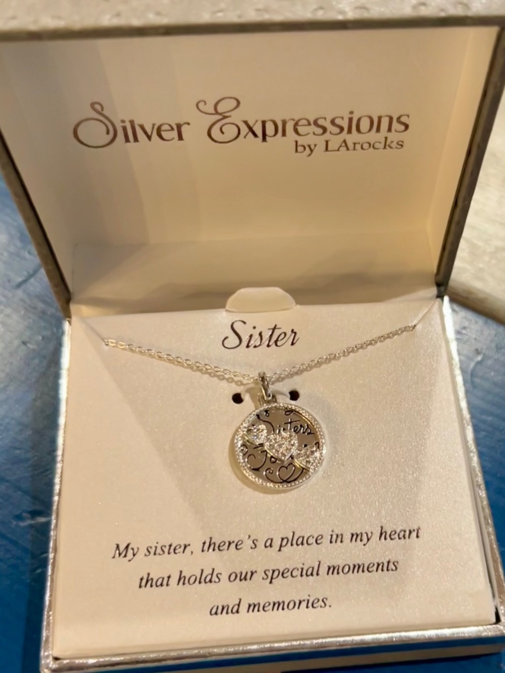 Silver Expression By LA ROCKS /"Sister" Necklace 18" Chain